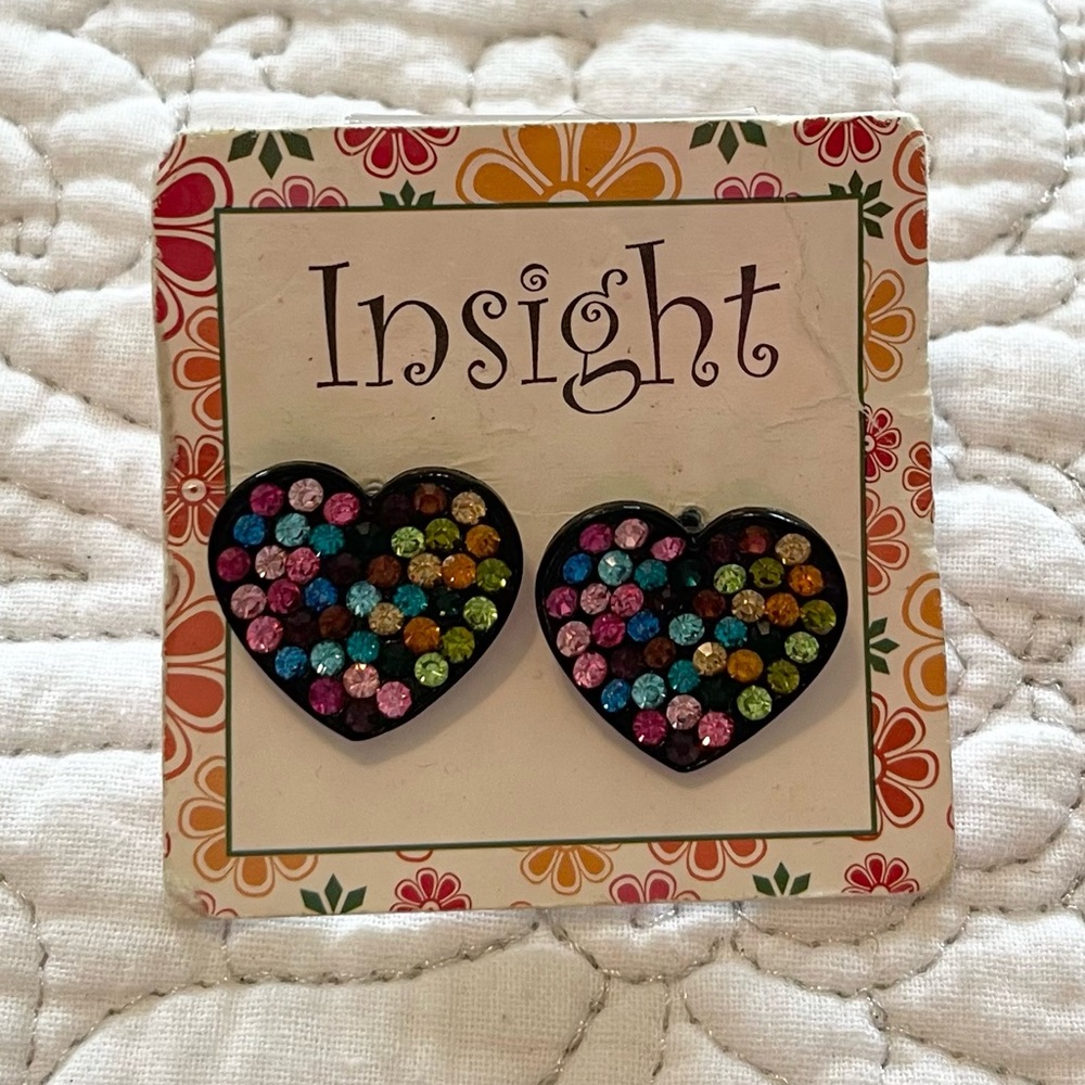 Heart Rhinestone Earrings - Picture 2 of 3